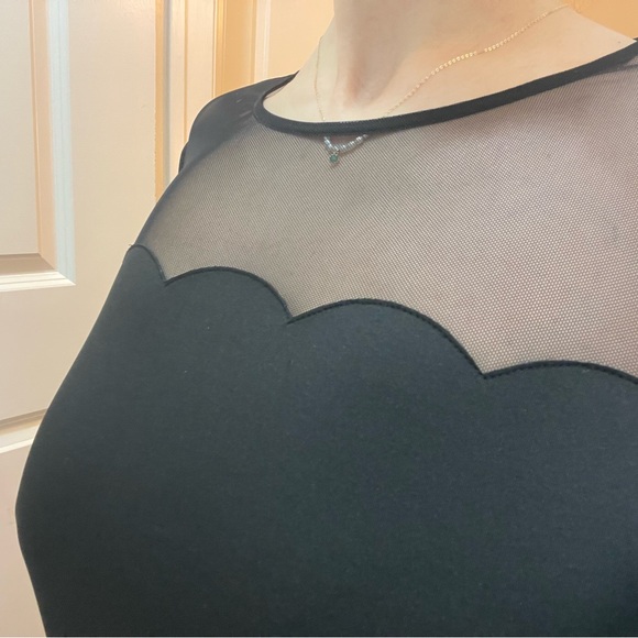 Ted Baker mesh scalloped A-Line Midi dress black size 4 - Picture 10 of 16